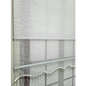 Bbb Geometrik Desenli Boncuklu Çift Mekanizmalı Tül Stor Perde Beyaz Ts1084b