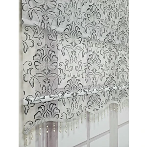 Bbb Desenli Boncuklu Çift Mekanizmalı Tül Stor Perde Gri Tsr5006b