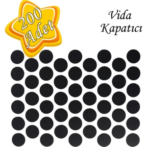 200 Adet Siyah Vida Kapatıcı Yapışkanlı Vida Tapası Tıpası Kapağı Vida Gizleyici