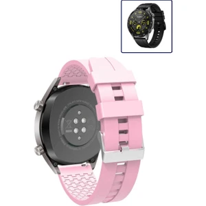 Huawei Watch Gt4 46MM Akıllı Saat Uyumlu Kordon Oyuk Desenli Tokalı Silikon Kayış