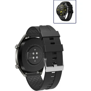 Huawei Watch Gt4 46MM Akıllı Saat Uyumlu Kordon Oyuk Desenli Tokalı Silikon Kayış