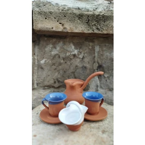 Güray Seramik Naturel Cezve ve Fincanlı Set Türk Kahvesi Fincan Seti Hediyelik Kahve Fincan Seti Kahve Seti