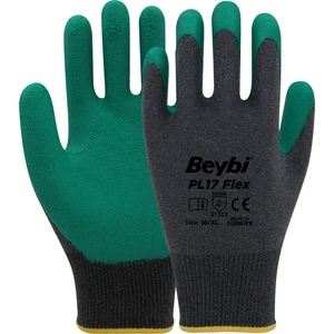 PL17 Flex Likralı Ipten Örme Lateks Eldiven Yeşil 12 Çift No:10