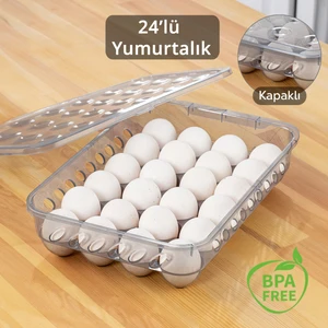 Meleni Home 24'lü Kilitli Kapaklı Buzdolabı Içi Yumurta Kutusu - Yumurta Saklama Kabı Antrasit