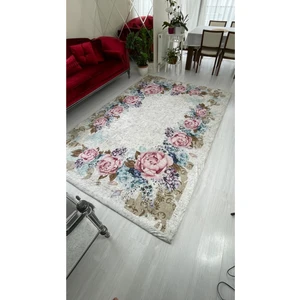 Madame Clean Güllü Model Lastikli Kadife Halı Örtüsü