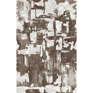 Balat Halı Raschel Carpet Geometrik Desenli Kahverengi Kaymaz Taban Kalın Peluş Halı - Yolluk