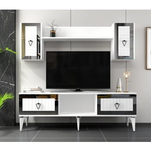 Cantek Dizayn Linda Raflı Tv Ünitesi Takımı Beyaz-Gümüş