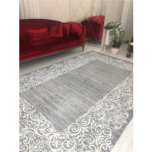 Suyolu Gri Model Lastikli Kadife Halı Örtüsü