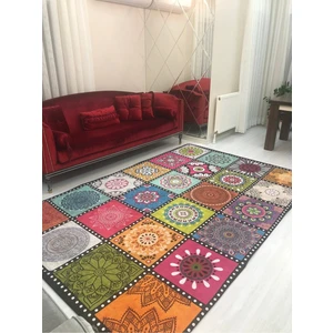 Patchwork Model Lastikli Halı Örtüsü