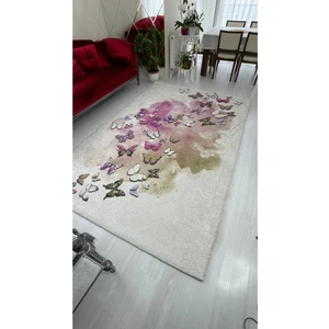 Kelebek Model Lastikli Kadife Halı Örtüsü
