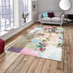 Romantik Model Lastikli Kadife Halı Örtüsü