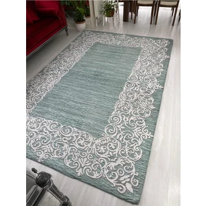 Su Yolu Yeşil Model Lastikli Kadife Halı Örtüsü