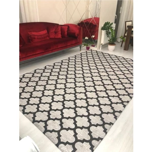 Damla Siyah Füme Model Ipek Kadife Lastikli Halı Örtüsü