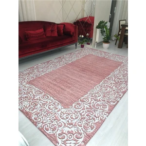 Suyolu Pembe Model Lastikli Kadife Halı Örtüsü