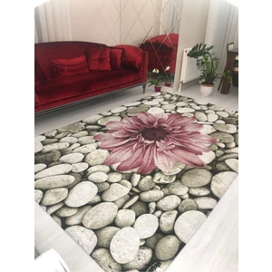 Taşlı Çiçekli Model Lastikli Kadife Halı Örtüsü