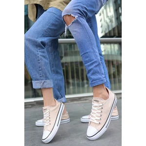 Unısex Bej Garantili Ortopedik Keten Günlük Kullanım Sneaker Ayakkabı X-STAR-7284