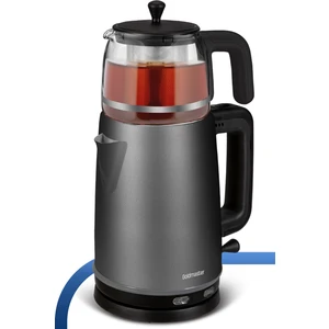 Dem Antrasit 2200 Watt Xl Paslanmaz Demlikli Cam Çelik Çay Makinesi ve Su Isıtıcısı