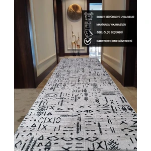 NarStore Home Iskandinav Kabartmalı Krem Kaymaz Taban Yıkanabilir Kesme Yolluk Halı