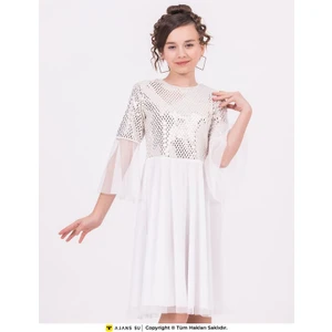 Ramon & Artos Tüllü Kısakol Pul Detaylı Mezuniyet Kız Çocuk Elbise