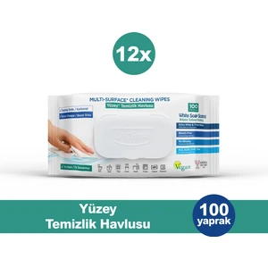 Deep Fresh Iz Bırakmaz Yüzey Temizleme Havlusu Karbonat & Beyaz Sirke 100 Yaprak 1200 Yaprak