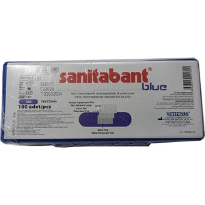 Sanitabant Blue 100 Adet Algılanabilir Metalli Mavi Yara Bandı
