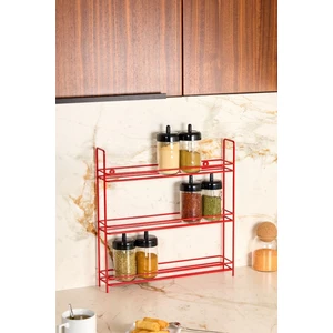 Edora Home 3 Katlı Kırmızı Baharatlık Düzenleyici, Baharatlıksız- Metal Paslanmaz