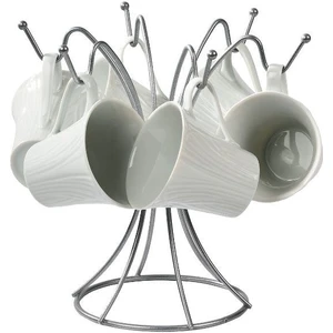 Edora Home Gümüş Dikey 6 Kancalı Bardak, Kupa, Fincan Askılığı - Metal Paslanmaz Mutfak Düzenleyici