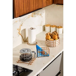 Edora Home 4'lü Rose Servis Sunum Seti, Peçetelik, Kağıt Havluluk, Nihale, Metal Ekmeklik Makrome - Metal Paslanmaz