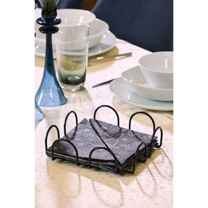Edora Home Siyah Masa Üstü Metal Paslanmaz Dört Element Peçetelik, Lüks Sunum