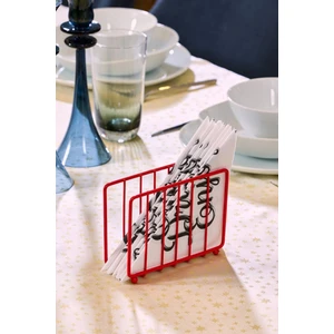 Edora Home Kırmızı Masa Üstü Metal Paslanmaz Kafesli Peçetelik - Lüks Sunum, Dekoratif