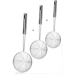 3 Adet Çelik Kevgir Süzgeç Patates Kızartma Süzgeci