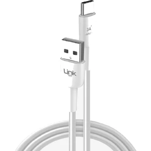Linktech K607 USB - Type-C 18W 3A 2mt  Şarj Kablosu Beyaz