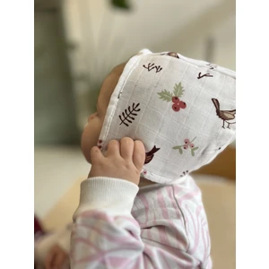 Müslin Kumaş Çift Taraflı Bebek Bonnet Şapka (3-9 Ay)