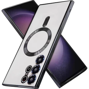 Samsung Galaxy S24 Ultra Kılıf Magsafe Kablosuz Şarj ile Uyumlu Kamera Koruyucu Şeffaf Lüks Kılıfı
