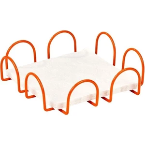 Edora Home Turuncu Masa Üstü Metal Paslanmaz Dört Element Peçetelik, Lüks Sunum