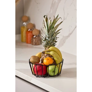 Edora Home Siyah Çok Amaçlı Oval Köşeli Meyve Sepeti - Metal Paslanmaz