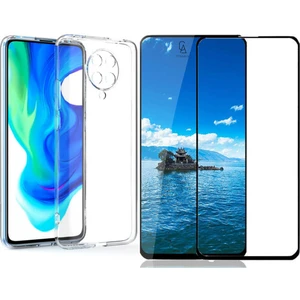 Xiaomi Poco F2 Pro ile Uyumlu Soft Yumuşak Telefon Kılıfı ve 5d Tam Kaplayan Cam Ekran Koruyucu