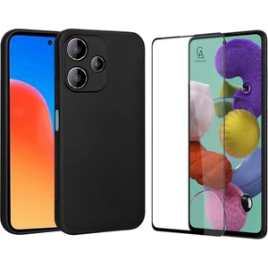Xiaomi Redmi 12 ile Uyumlu Soft Yumuşak Telefon Kılıfı ve 5d Tam Kaplayan Cam Ekran Koruyucu