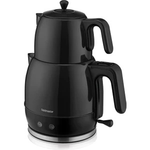 Fulya Siyah 30 Bardaklık Geniş Kapasiteli 2200 Watt Paslanmaz Çelik Çay Makinesi ve Su Isıtıcısı