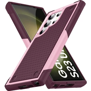 Samsung Galaxy S23 Ultra Için Çift Katmanlı Sert Pc Yumuşak Tpu Telefon Kılıfı - Pembe - Kırmızı (Yurt Dışından)
