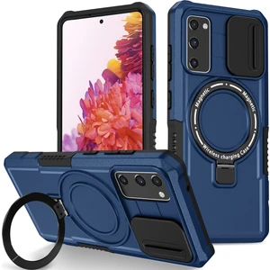 Samsung Galaxy S20 Fe 5g Için Magsafe ile Uyumlu, Manyetik Halkalı Stand Ağır Hizmet Telefon Kılıfı - Mavi (Yurt Dışından)