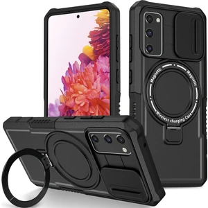 Samsung Galaxy S20 Fe 5g Için Magsafe ile Uyumlu, Manyetik Halkalı Stand Ağır Hizmet Telefon Kılıfı - Siyah (Yurt Dışından)