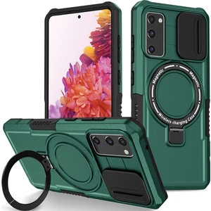 Samsung Galaxy S20 Fe 5g Için Magsafe ile Uyumlu, Manyetik Halkalı Stand Ağır Hizmet Telefon Kılıfı - Koyu Yeşil (Yurt Dışından)