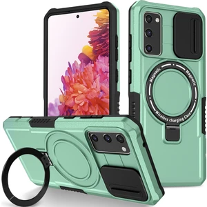 Samsung Galaxy S20 Fe 5g Için Magsafe ile Uyumlu, Manyetik Halkalı Stand Ağır Hizmet Telefon Kılıfı - Yeşil (Yurt Dışından)