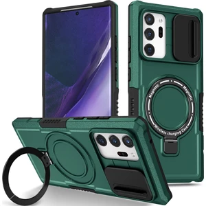 Samsung Galaxy Note 20 Ultra 5g Için Magsafe ile Uyumlu, Manyetik Halkalı Stand Ağır Hizmet Telefon Kılıfı - Koyu Yeşil (Yurt Dışından)
