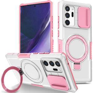 Samsung Galaxy Note 20 Ultra 5g Için Magsafe ile Uyumlu, Manyetik Halkalı Stand Ağır Hizmet Telefon Kılıfı - Beyaz (Yurt Dışından)