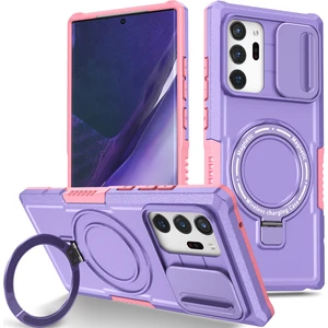 Samsung Galaxy Note 20 Ultra 5g Için Magsafe ile Uyumlu, Manyetik Halkalı Stand Ağır Hizmet Telefon Kılıfı - Mor (Yurt Dışından)