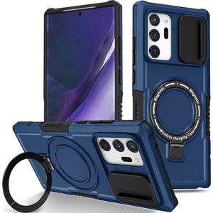 Samsung Galaxy Note 20 Ultra 5g Için Magsafe ile Uyumlu, Manyetik Halkalı Stand Ağır Hizmet Telefon Kılıfı - Mavi (Yurt Dışından)