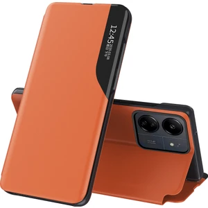 Xiaomi Redmi 13C /poco C65 Için Akıllı Görünüm Flip Stand Pu Deri Telefon Kılıfı - Turuncu (Yurt Dışından)