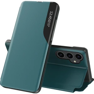 Samsung Galaxy S23 Fe Için Akıllı Görünüm Flip Stand Pu Deri Telefon Kılıfı - Yeşil (Yurt Dışından)